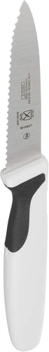 Mercer Culinary M19901P Millennia Paring Knife, 3-Inch Slim Serrated, Black Handle