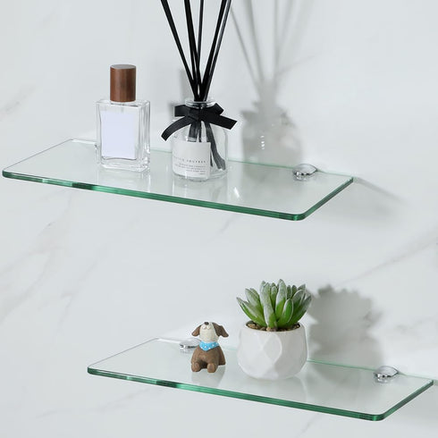 SAYAYO Glass Floating Shelves for Wall, Tempered Glass Shelves for Bathroom, Living
