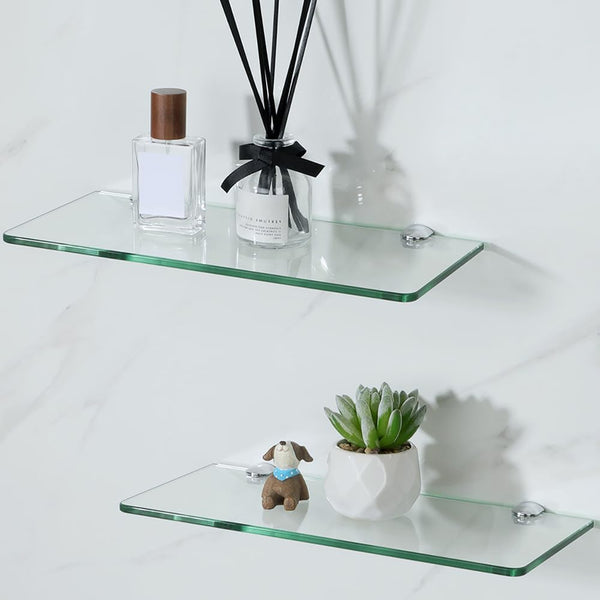 SAYAYO Glass Floating Shelves for Wall, Tempered Glass Shelves for Bathroom, Living