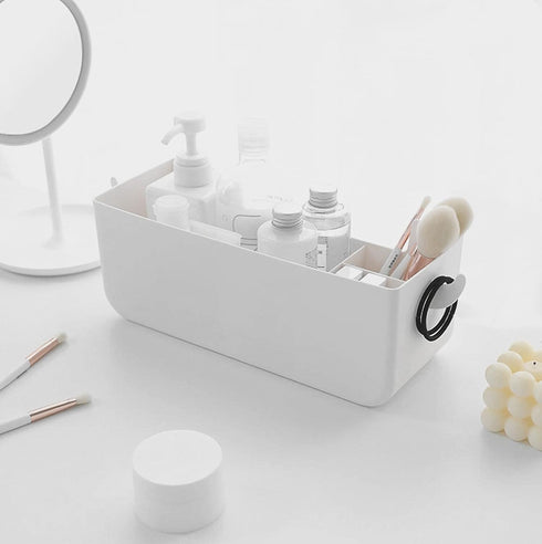 Bedside Hanging Caddy, Plastic Storage Shelf Holder for Phone, Glasses, Office Supplies in Dorm Room, Bathroom (White)