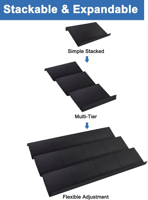 Expandable Spice Drawer Rack Organizer Insert, Multi Tier Adjustable Shelf for Kitchen Cabinet Storage
