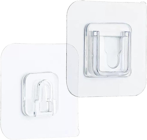 Adhesive Hooks, Clear Double Sided Wall Mount Sticky Hooks for Kitchen, Bathroom, and Outdoor