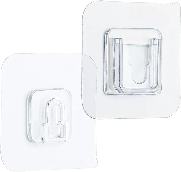Adhesive Hooks, Clear Double Sided Wall Mount Sticky Hooks for Kitchen, Bathroom, and Outdoor