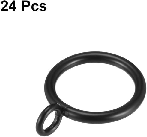 uxcell Metal Curtain Rings, 1 Inch Inner Dia Drapery Ring for Black Curtain Rods, 24 Pcs