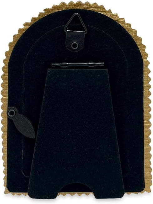 2x3 (2x3, Isaac Jacobs Antique Gold Double Bead Arch Photo Frame with Black Fabric Easel, Tabletop, Wall-Mountable