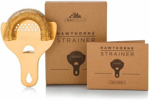 A Bar Above Gold Hawthorne Cocktail Strainer, Stainless Steel Drink Strainer with High-Density Spring, Mirrored Finish
