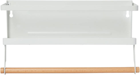 Household Essentials Metal Magnetic Spice Rack with Paper Towel Holder, White