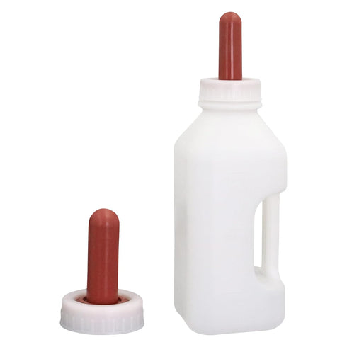 USUNFARM 2 Screw Nipple Calf Feeding Device Quart, Calf Feeding Bottle with Rubber Nipple & Cap, Handle Milk Pot Calf