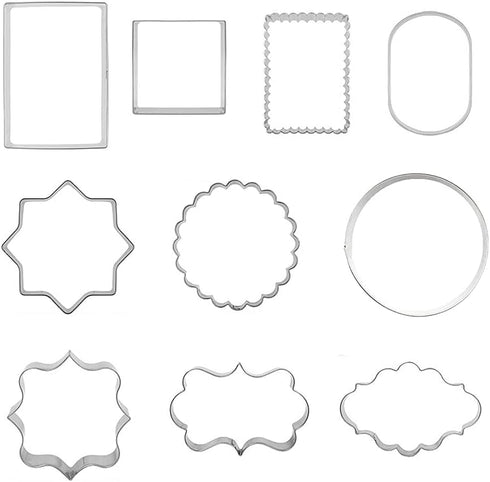 10 PCS Cookie Cutters Set, Plaque Frame Fondant Tiles Biscuit Cutter Molds for Cookie Fruit Shapes