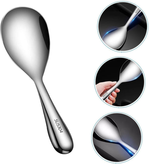 Serving Spoon, Japanese Rice Ice Cream Spoon, Premium 304 Stainless Steel Mini Scoop for Food Home