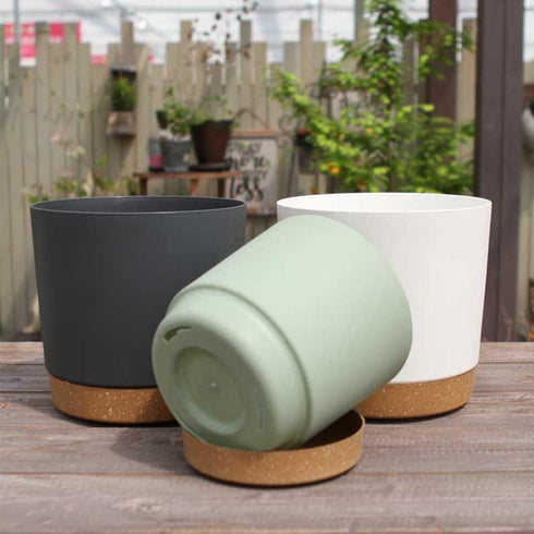 ZMTECH Set of 3 8'' Self Watering Plant Pots, Plastic Planters with Drainage Hole and Saucer for Indoor Outdoor Use