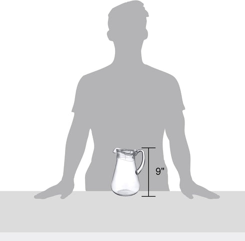Amazing Abby Droply Plastic Pitcher (64 oz, 2 Quart), Clear Water Pitcher with Lid, BPA-Free