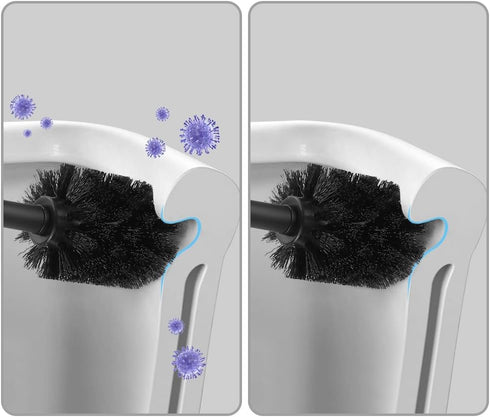 2 BGL Stainless Steel Toilet Brush with Holder, Black Bristle Heads