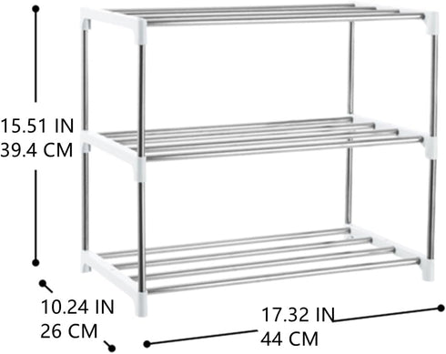 Xerhnan 3-Tier Closet(White) Stackable Small Shoe Rack, Lightweight Shoe Shelf Storage Organizer for Entryway, Hallway
