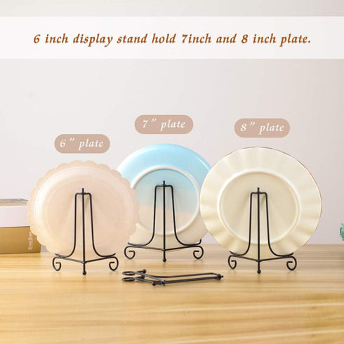 Iron Display Stand (2 Pack) - Black Iron Easel Plate for Photo Holder, Displays Cookbooks, Plates, Tablets, Art 6 Inch
