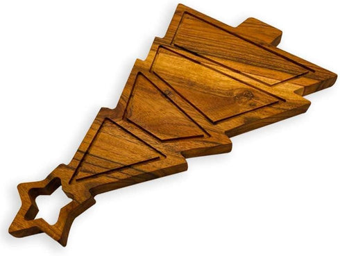 Christmas Tree Shaped Wood Cutting Board for Kitchen Decoration, 11"L x 9.75"W, Wooden Charcuterie Board