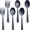 Matte Black Serving Utensil Set, 9.5-inch Stainless Steel Large Serving Spoon and Fork with Satin Finish