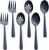 Matte Black Serving Utensil Set, 9.5-inch Stainless Steel Large Serving Spoon and Fork with Satin Finish