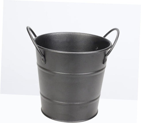 Food Container Small Containers Black Metal Ice Container for Bar Basket Mini Tinplate Bucket Portable Ice Bucket French Fry Bucket Dipping Sauce Snack Bucket Metal Barrel Drum