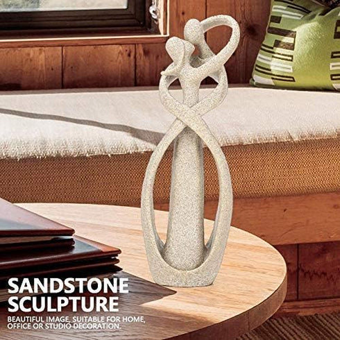 Sandstone Statue, Handmade Sandstone Kiss Lovers Couple Abstract Sculpture Art Craft Decoration