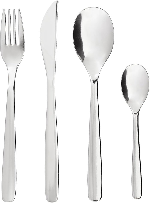 IKEA Mopsig 16 Piece Modern Silverware Cutlery Set, Flatware Set for 4 People, 18/10 Stainless Steel Mirror Polished