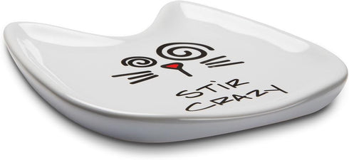 Pavilion Gift Company Blobby Cat Spoon Rest, "Stir Crazy", 5", White