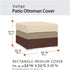 Vailge Rectangle Patio Ottoman Cover, Waterproof Outdoor Ottoman Cover with Padded Handles, Patio End Table Cover