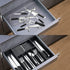 VaeFae Bamboo Silverware Drawer Organizer, Expandable Utensil Tray with Knife Block, Multifunctional Wooden Divider