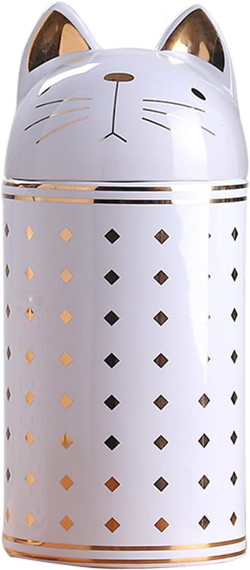 HAUCOZE Cat Cookie Jar Decorative Candy Jar with Lid, Modern Ceramic 8.1inch