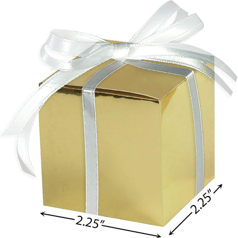 Premium Gold Mega Pack Favor Boxes, 2.25" x 2.25", 100 Pcs, Metallic Event Gift Boxes