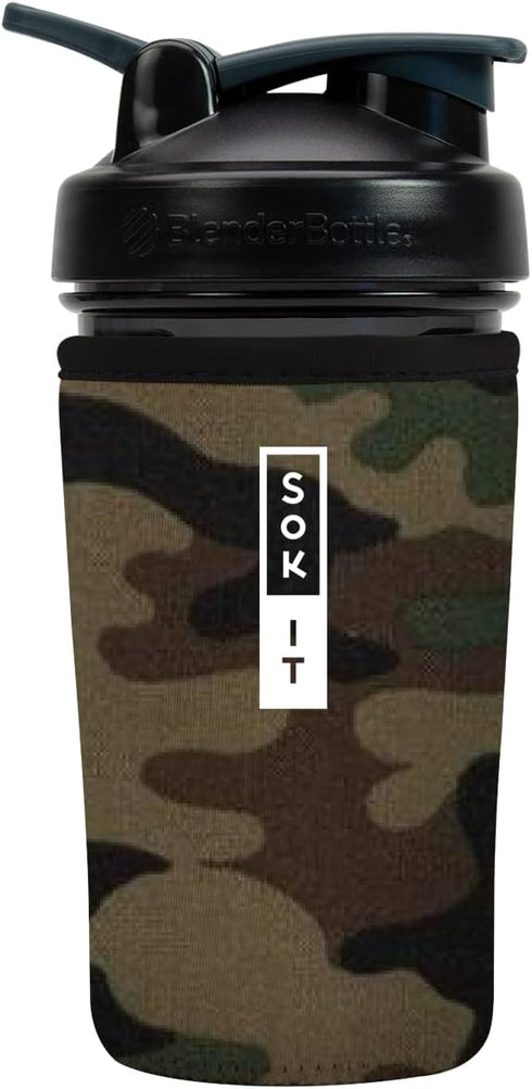 Sok It BotlSok Protein Blender Shaker Bottle Sleeve Insulated Neoprene Cover (Green