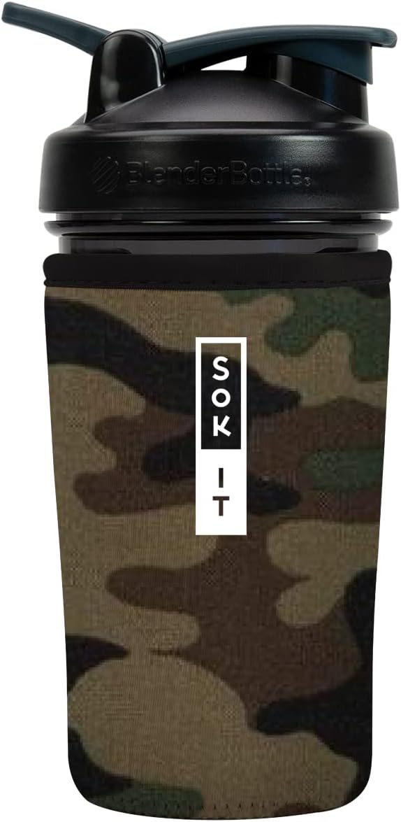 Sok It BotlSok Protein Blender Shaker Bottle Sleeve Insulated Neoprene Cover (Green