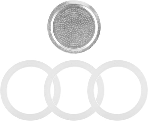 Silicone Gaskets Stainless Filter Replacement Set for Moka Coffee Maker (6 cup)