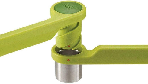 Joseph Joseph Helix Garlic Press Mincer - Ergonomic Twist-Action Hand Juicer - Stainless Steel, Green
