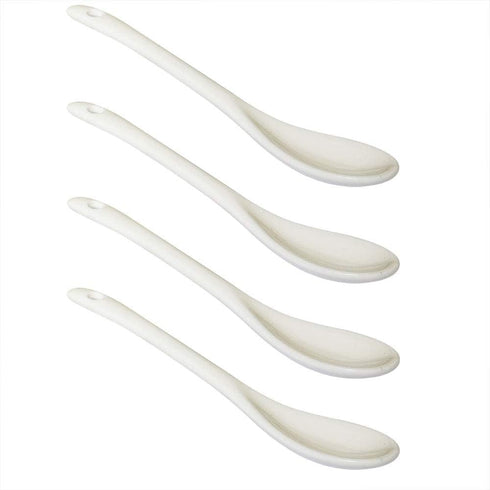 4 pcs Porcelain Egg Spoons, 5 Inch Ceramic Spoons for Coffee, Dessert, Yogurt, Tea