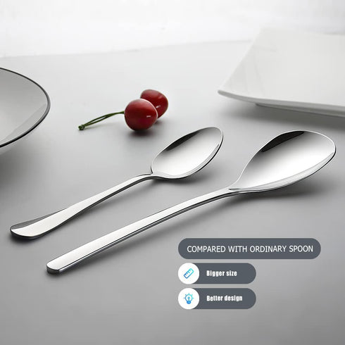 6-Piece Serving Spoons Set, Stainless Steel Serving Tablespoons, 9.4 Inches Large Serving Spoon for Buffet Parties