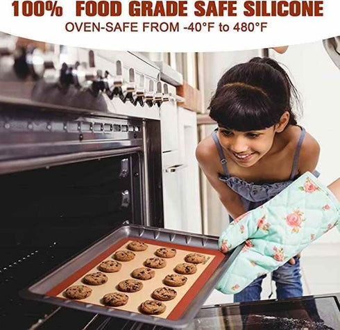 Good Dee's 16.5” x 11.6” Silicone Baking Mats, Food Safe Non-Stick Mats for Macaroons, Cookies, Bread & Pastry, Pack of