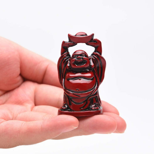BRABUD Feng Shui Red Resin Laughing Buddha Statue Figurines Set of 6 BS001