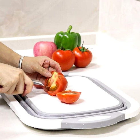 QiMH Collapsible Cutting Board, Foldable Multi-function Dish Tub for Washing Veggies, 8.5 Quart, Knife Included