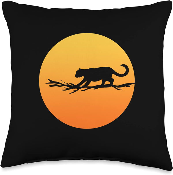 Moon and Jaguar Multicolor Animal Keeper or Tourist Guide Throw Pillow, 16x16