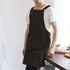 NEWGEM Japanese Linen Cross Back Kitchen Cooking Aprons for Men with Pockets, Black