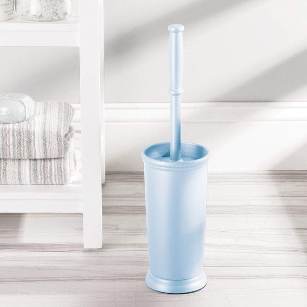 mDesign Toilet Bowl Brush and Holder - Covered Bathroom Toilet Brush - Standing Toilet Bowl Scrubber in Modern Holder