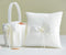 Wedding Flower Girl Basket and Ring Bearer Pillow Set - Simple Bow Pearl Collection, Ivory