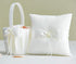 Wedding Flower Girl Basket and Ring Bearer Pillow Set - Simple Bow Pearl Collection, Ivory