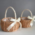 Wicker Rattan Flower Basket, Hand Woven Wedding Flower Girl Basket Decoration, Candy Storage Home Decoration (S, pink)