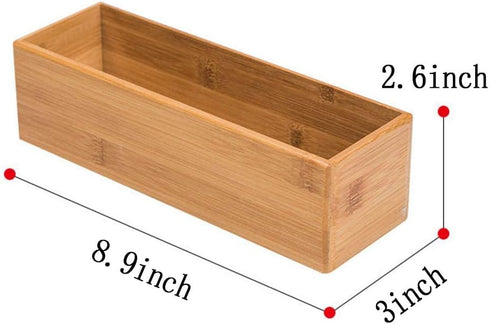 Bamboo Drawer Organizer, Kitchen Utensil Tray, Cutlery Holder, Office Desk Supplies (8.9x3x2.6 inch)