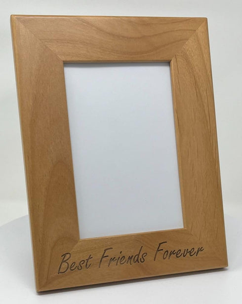 CustomGiftsNow Best Friends Forever Engraved Natural Alder Wood Picture Frame - 4x6-inch Vertical Tabletop/Hanging