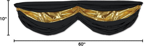 Beistle Fabric Bunting, 1-Pack, Black and Gold, 5-Feet 10-Inch