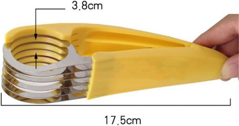 1 PCs Creative Stainless Steel Banana Chopper - Fruit Cutter & Vegetable Peeler, Yellow