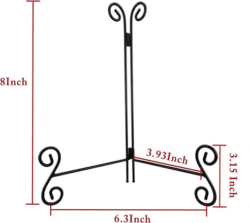 8 Inch Plate Holder Display Stand, Black Metal Picture Stand for Home Office Exhibition, 1 Pack